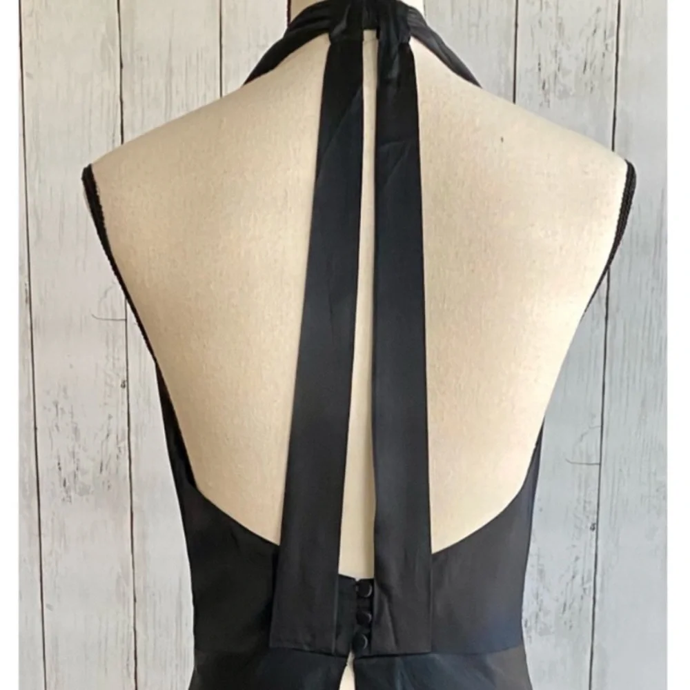 Vintage 90’s 100% Silk Dress Black Slip Dress Backless Maxi Dress - Picture 4 of 14